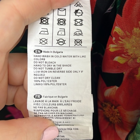 Joseph Ribkoff Black Floral Rose Wrap Dress Women Size 6 BLEMISH - Picture 4 of 6